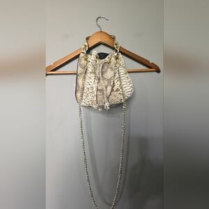 House Of Harlow 1960 Leather Snakeskin Mini Bucket Handbag Crossbody OS